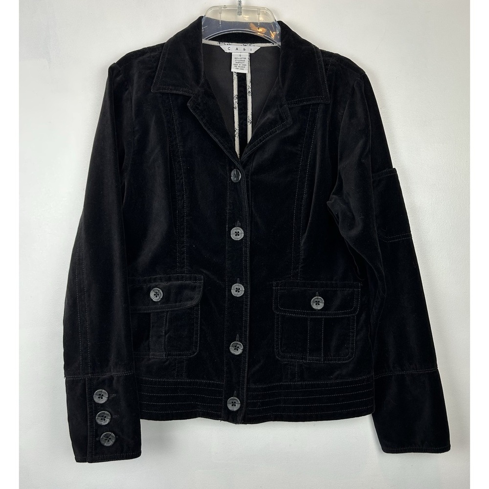 Cabi Velvet Jacket Women Small Cotton Button Quiet Luxury Capsule Classic Office